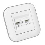 Розетка комп’ютерна двійна (CAT6) LOFT білий+сірий